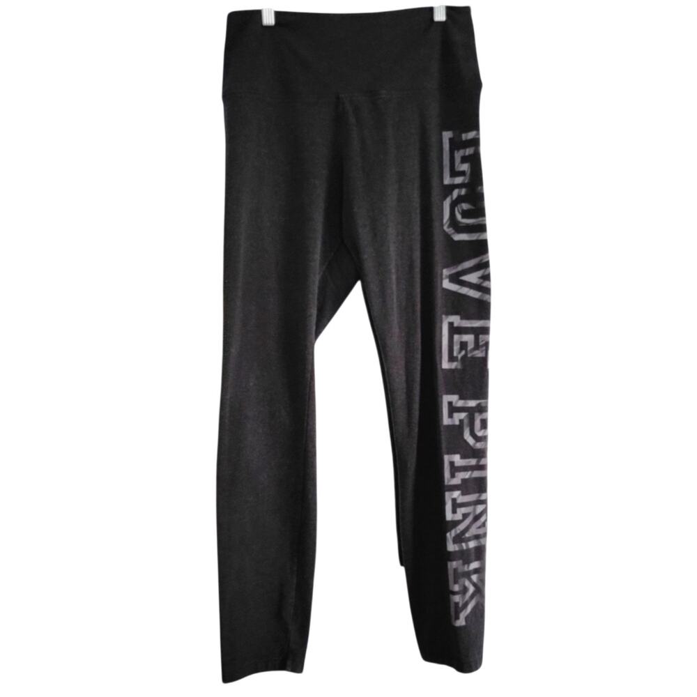 Athleisure Victoria's Secret PINK HIGHT WAIST Yoga Black Pants I Love Pink LG